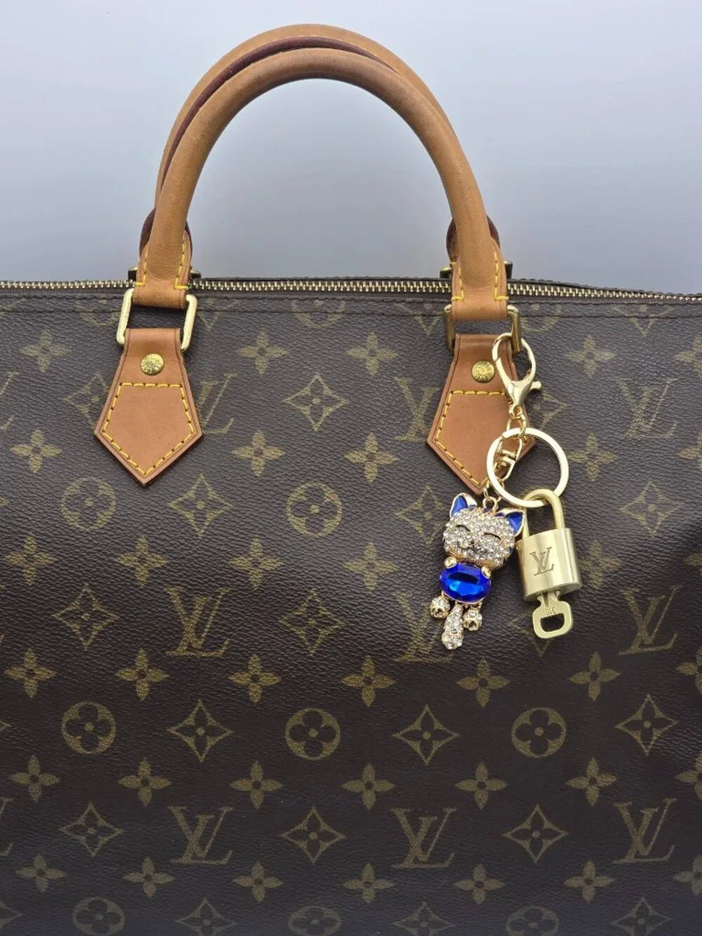 Authentic Louis Vuitton Gold Padlock & Key 🔒LV Bag Unbranded Cat Charm Keychain